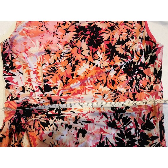 Signature Sadie Faux Wrap Dress Floral Sleeveless Side Ruched Pink Black Size 8 - Picture 5 of 8